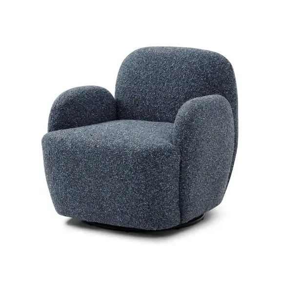 Swivel Chair with Curved Arms - Navy, Chenille