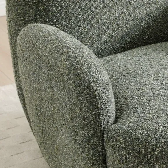 Swivel Chair with Curved Arms - Olive, Chenille