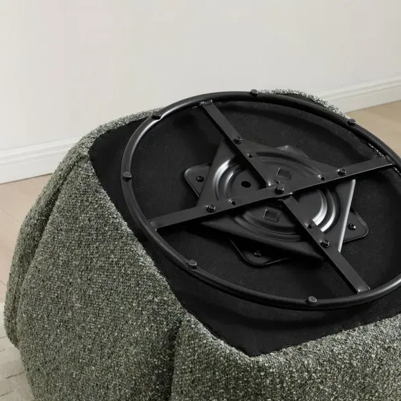 Swivel Chair with Curved Arms - Olive, Chenille