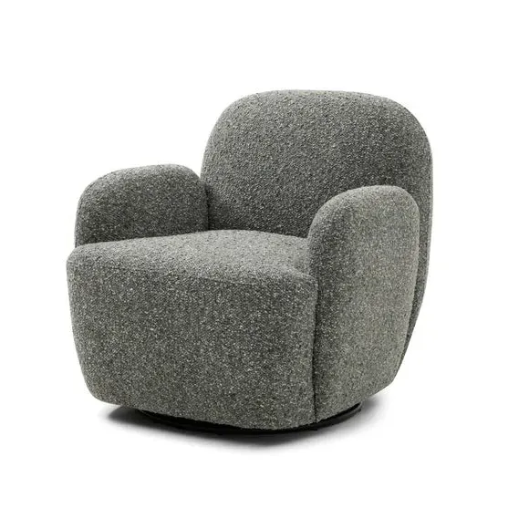Swivel Chair with Curved Arms - Olive, Chenille