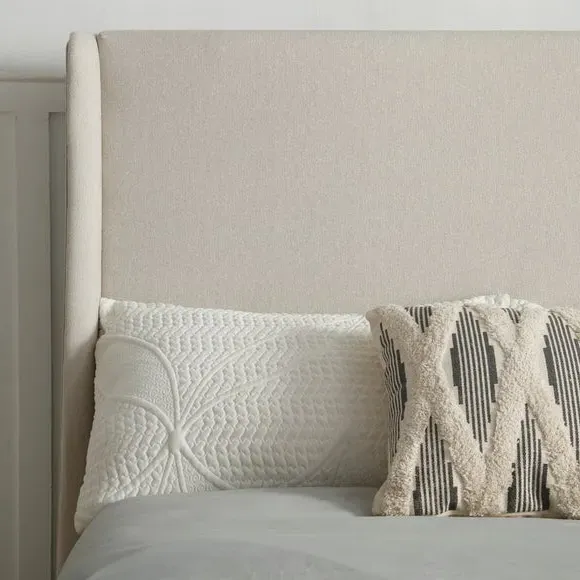 Upholstered Bed Frame with Headboard - Natural