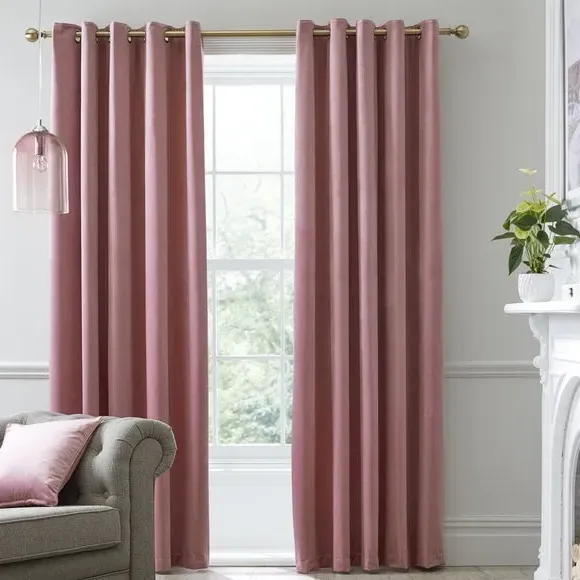 Blackout Eyelet Curtains - Blush, Velvet