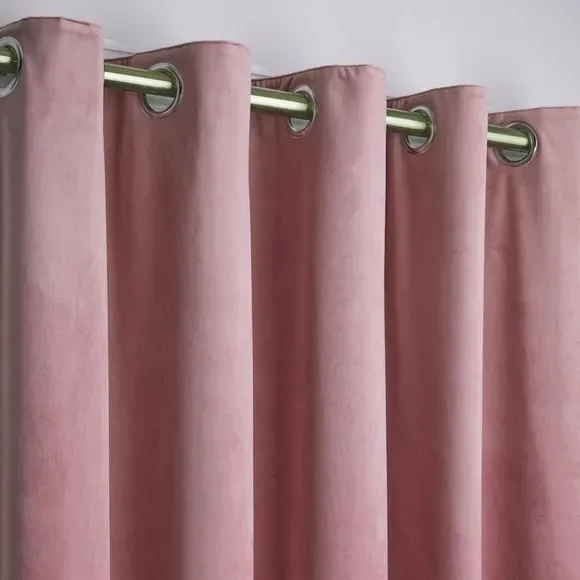 Blackout Eyelet Curtains - Blush, Velvet
