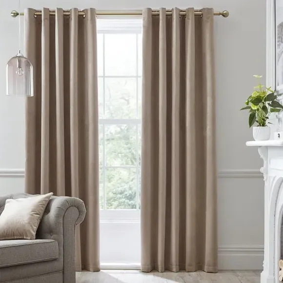 Blackout Eyelet Curtains - Linen, Velvet
