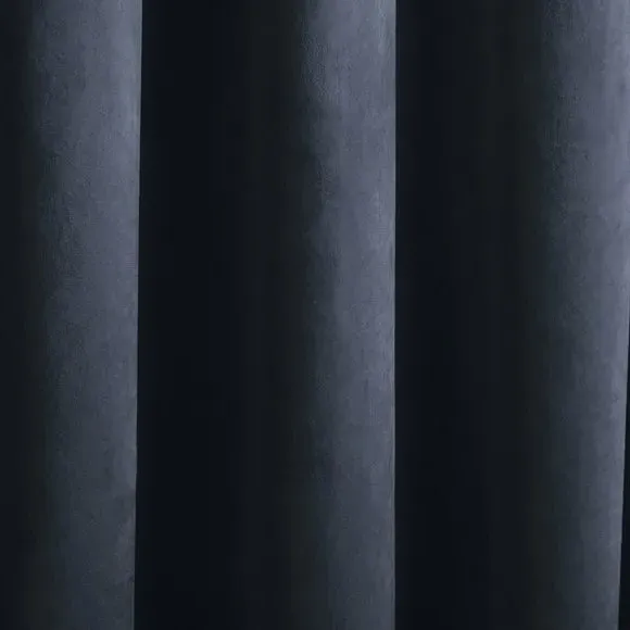 Blackout Eyelet Curtains - Navy, Velvet