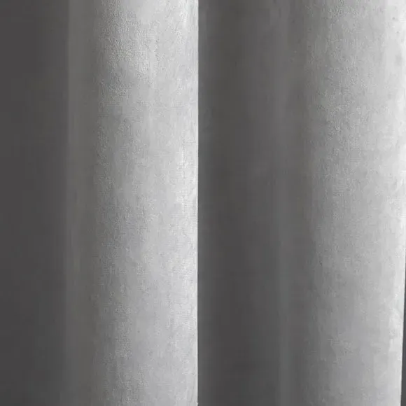 Blackout Eyelet Curtains - Silver, Velvet