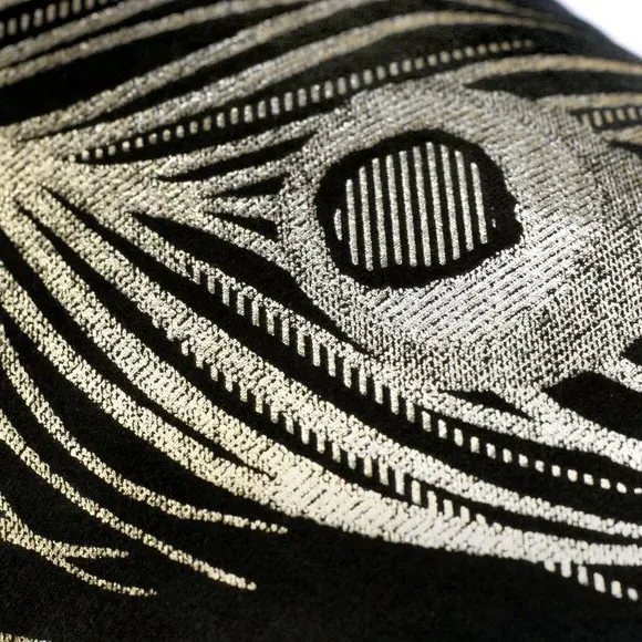 Boudoir Cushion with Foil Print - Black, Polyester