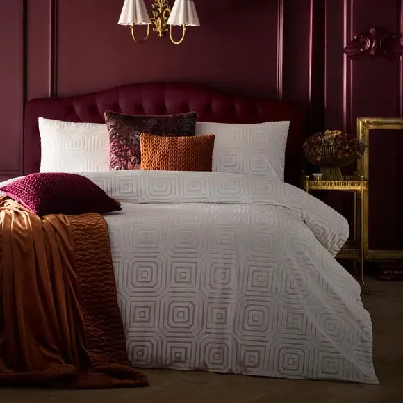 Duvet Cover Set with Fringe Detail - Cream