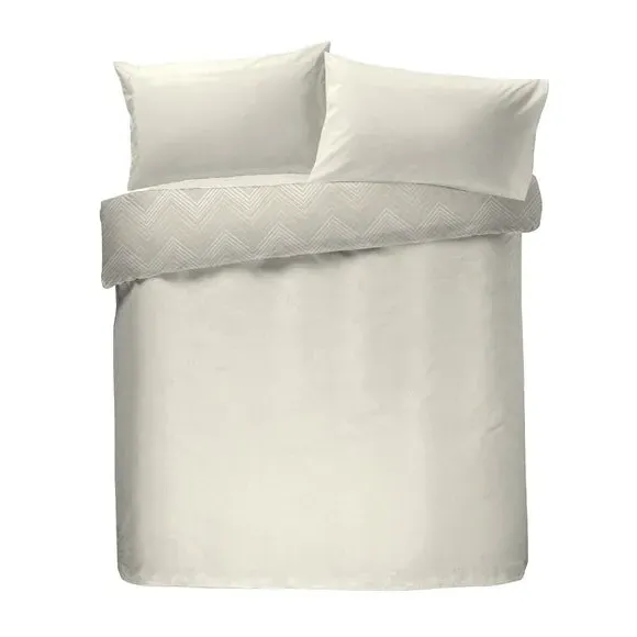 Duvet Cover Set with Jacquard Design - Cream