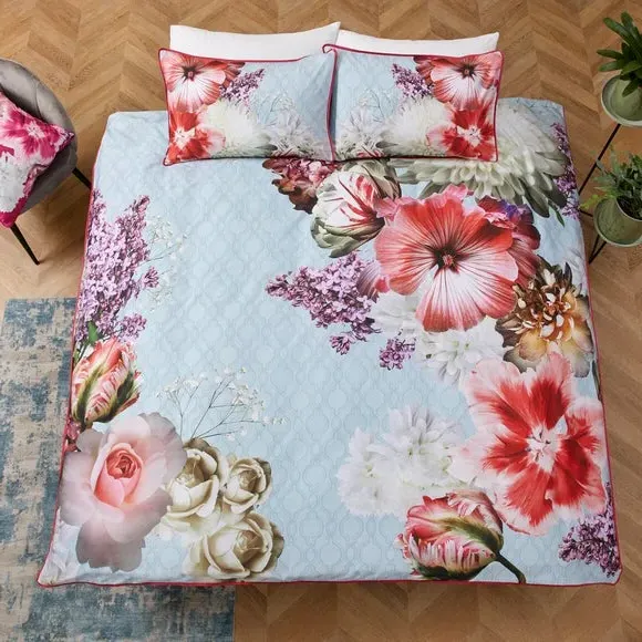 Duvet Cover Set with Pillowcases - Blue, Cotton