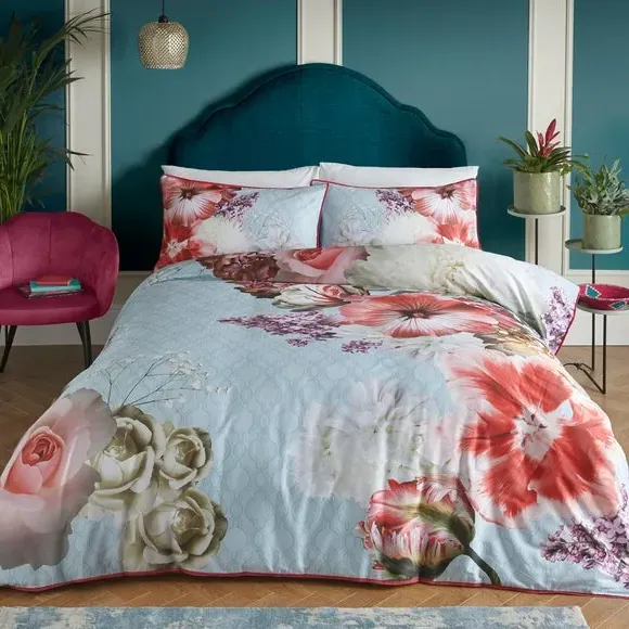 Duvet Cover Set with Pillowcases - Blue, Cotton image