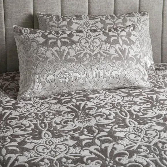 Duvet Cover Set with Pillowcases - Silver, Velvet
