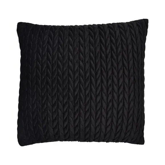 Square Cushion Textured Filled - Black, Velvet