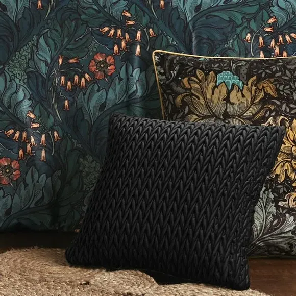 Square Cushion Textured Filled - Black, Velvet image