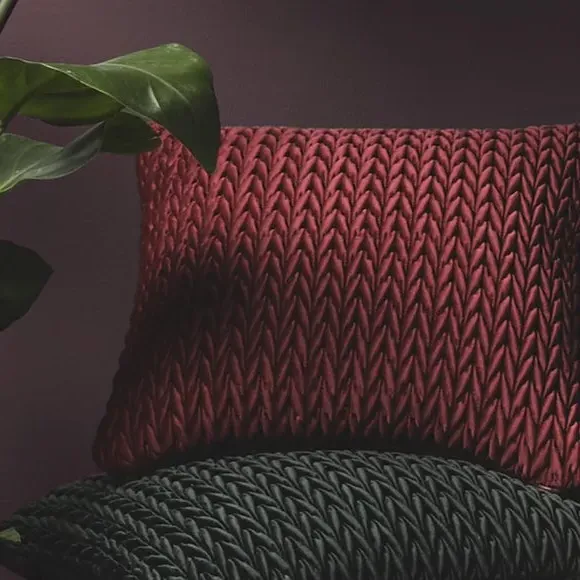 Square Cushion Textured Filled - Claret, Velvet