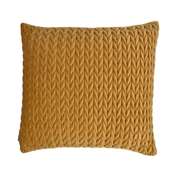 Square Cushion Textured Filled - Gold, Velvet