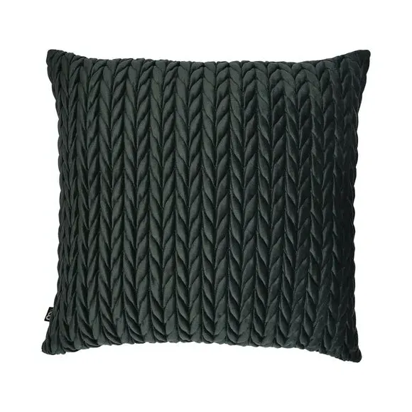 Square Cushion Textured Filled - Green, Velvet