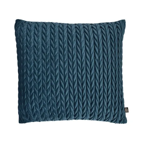 Square Cushion Textured Filled - Teal, Velvet