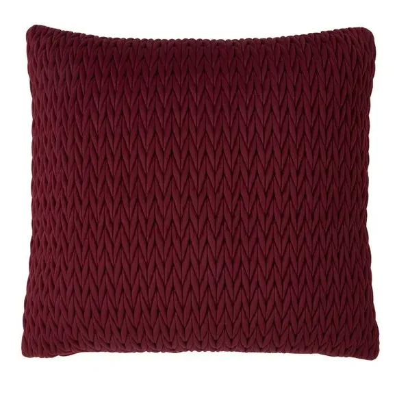 Square Cushion Textured Filled - Wine, Velvet