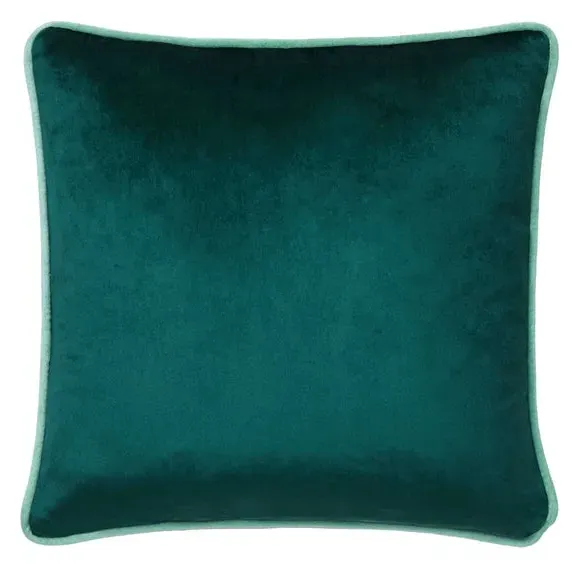 Square Cushion with Piping - Teal, Velvet