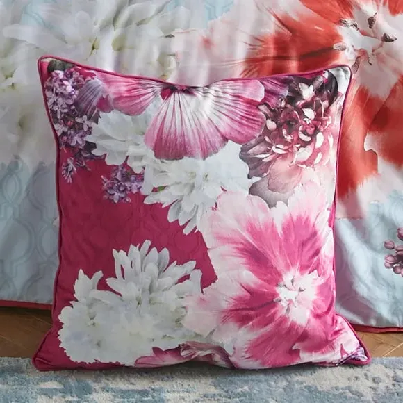 Square Filled Cushion Floral Design - Pink