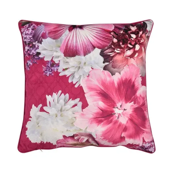 Square Filled Cushion Floral Design - Pink