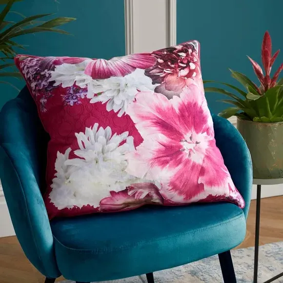 Square Filled Cushion Floral Design - Pink image