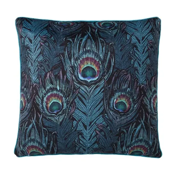 Square Filled Cushion Peacock Jacquard - Green