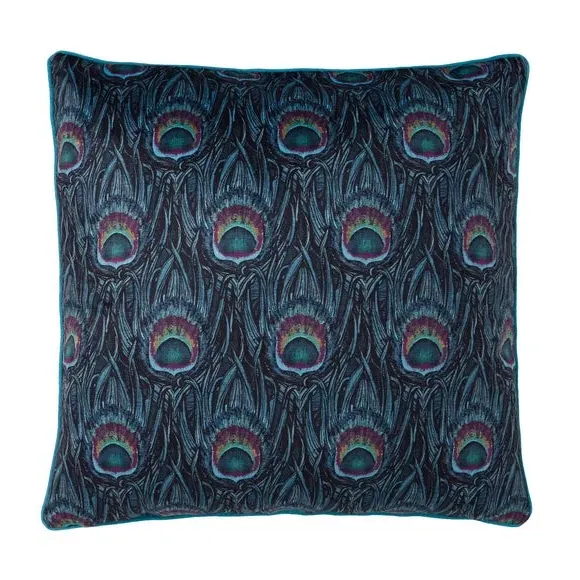 Square Filled Cushion Peacock Jacquard - Green