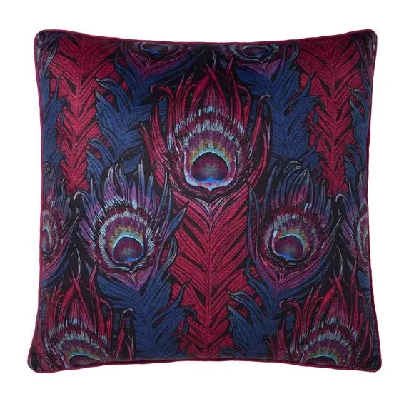 Square Filled Cushion Peacock Jacquard - Purple