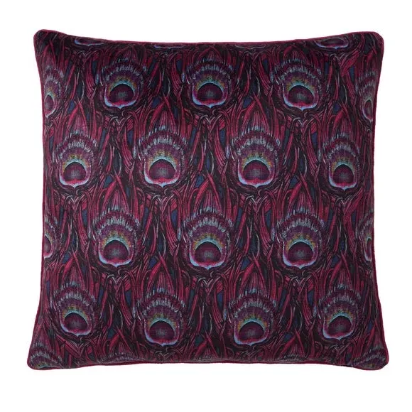 Square Filled Cushion Peacock Jacquard - Purple