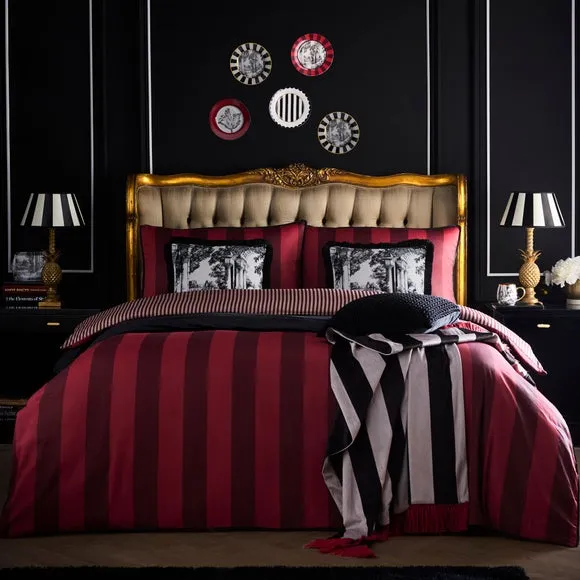 Stripe Throw Blanket with Fringe - Black, Velvet