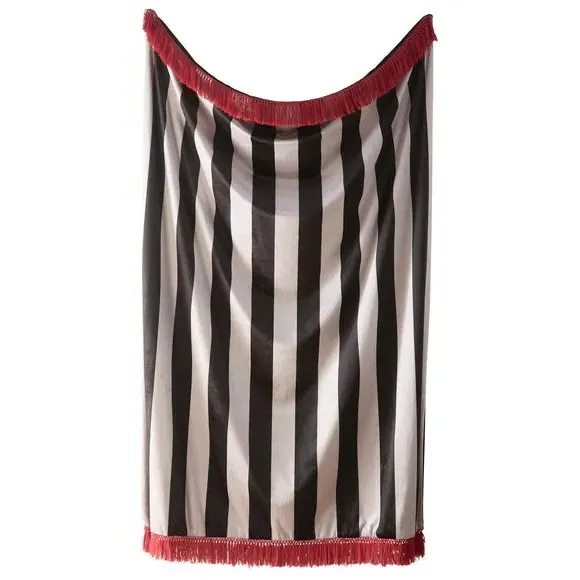 Stripe Throw Blanket with Fringe - Black, Velvet