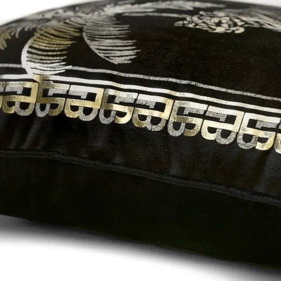 Tiger Print Cushion - Black, Velvet