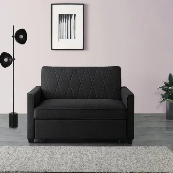 2-Seater Sofa Bed with Storage - Dark Grey, Fabric
