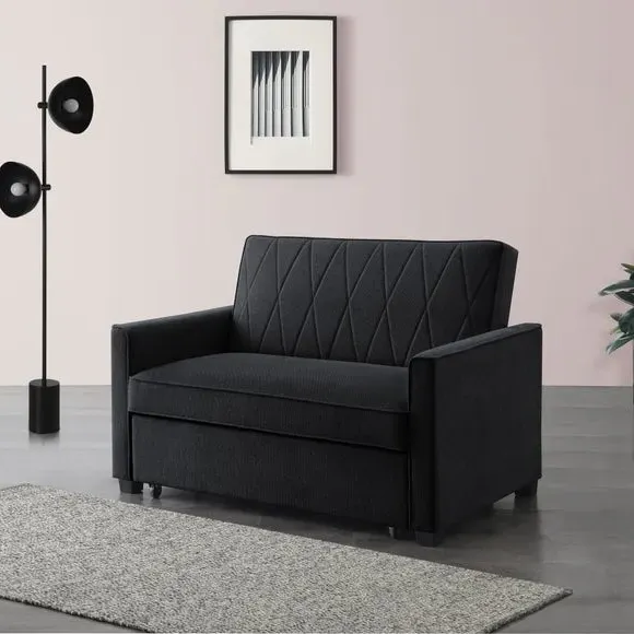2-Seater Sofa Bed with Storage - Dark Grey, Fabric
