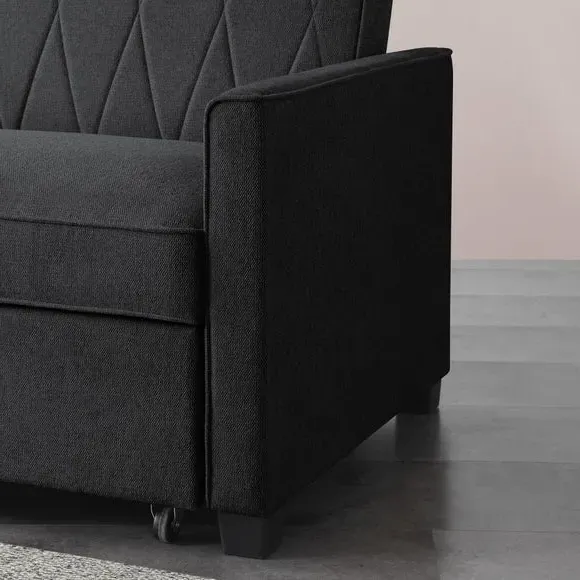 2-Seater Sofa Bed with Storage - Dark Grey, Fabric