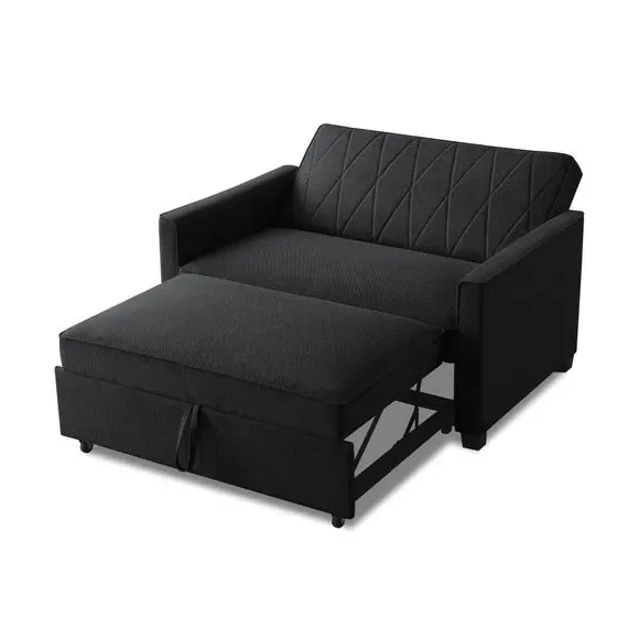 2-Seater Sofa Bed with Storage - Dark Grey, Fabric