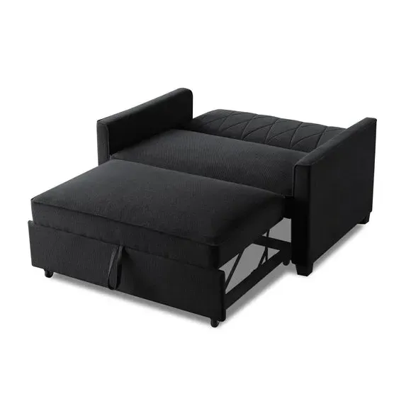 2-Seater Sofa Bed with Storage - Dark Grey, Fabric