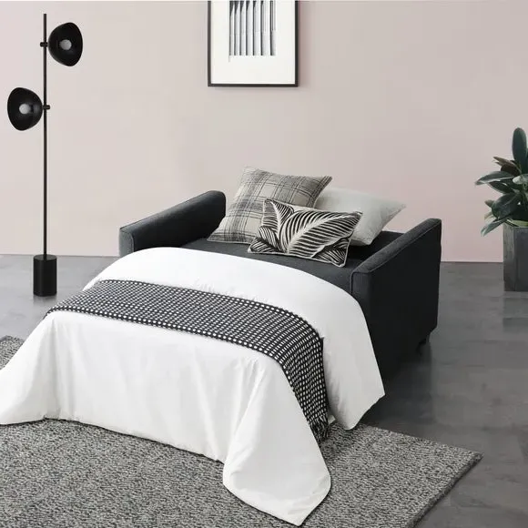 2-Seater Sofa Bed with Storage - Dark Grey, Fabric image