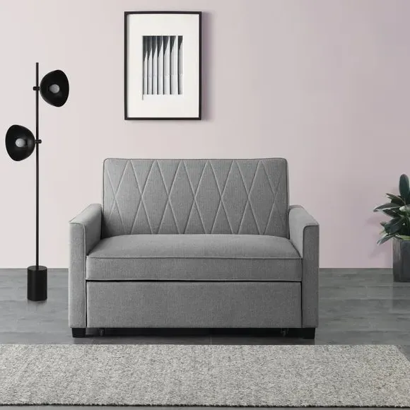 2-Seater Sofa Bed with Storage - Grey, Fabric