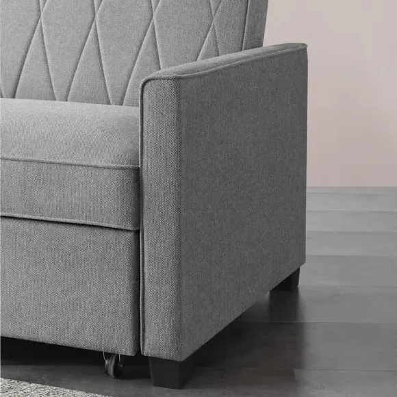 2-Seater Sofa Bed with Storage - Grey, Fabric
