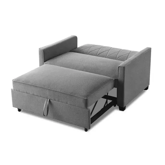 2-Seater Sofa Bed with Storage - Grey, Fabric