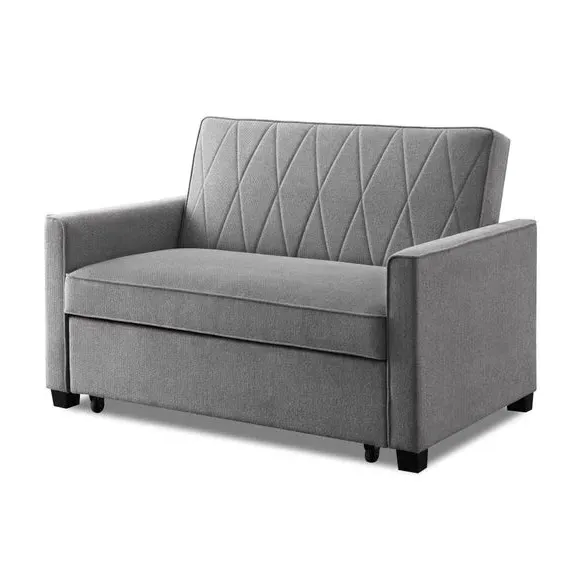 2-Seater Sofa Bed with Storage - Grey, Fabric