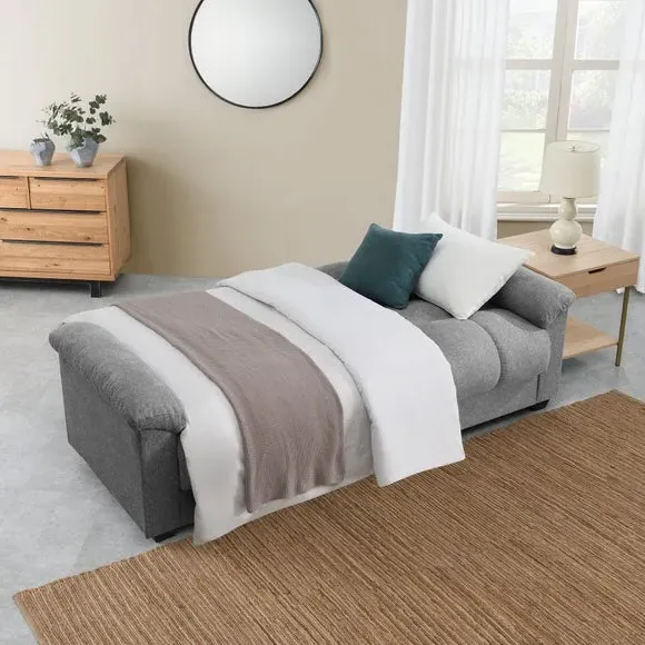 3-Seater Sofa Bed with Storage - Grey, Fabric