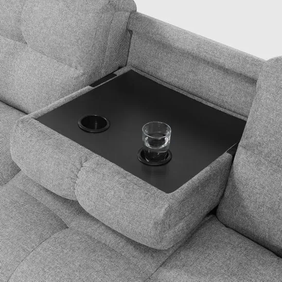 3-Seater Sofa Bed with Storage - Grey, Fabric