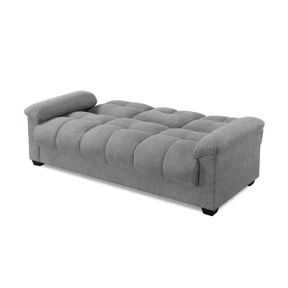 3-Seater Sofa Bed with Storage - Grey, Fabric