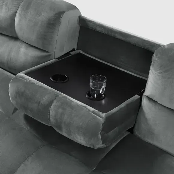 3-Seater Sofa Bed with Storage - Grey, Velvet