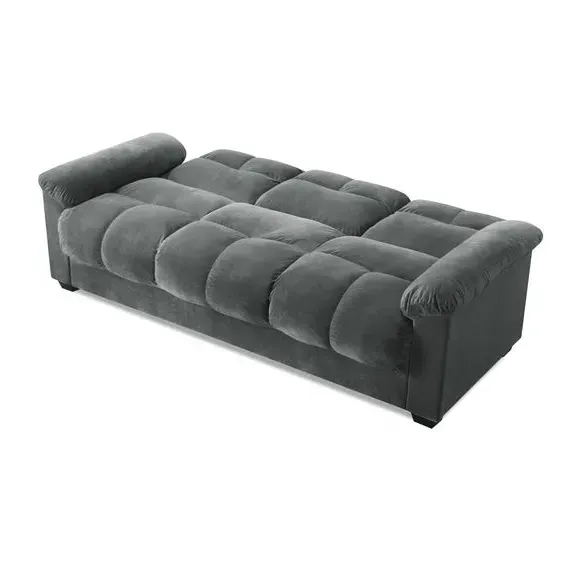 3-Seater Sofa Bed with Storage - Grey, Velvet