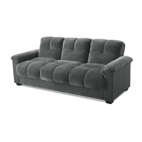 3-Seater Sofa Bed with Storage - Grey, Velvet